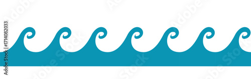 Sea waves seamless border. Wave silhouette. Waves on a white background. Vector clipart.