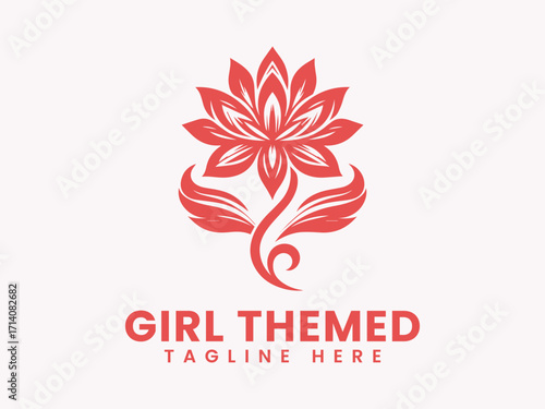Ornate Red Floral Design for a GirlThemed Brand.