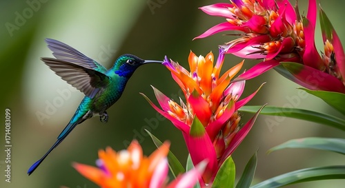 Hummingbird and flower.
