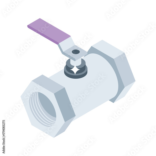 Modern 3d style icon of heavy-duty steel valve