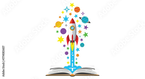 An open book with a magical tree of knowledge bursting from its pages