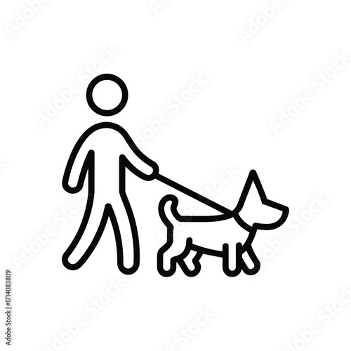 Person walking a dog on a leash icon