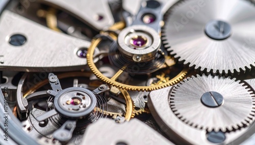 Wallpaper Mural Close Up of Intricate Gold and Silver Gears in a Mechanical Watch Torontodigital.ca