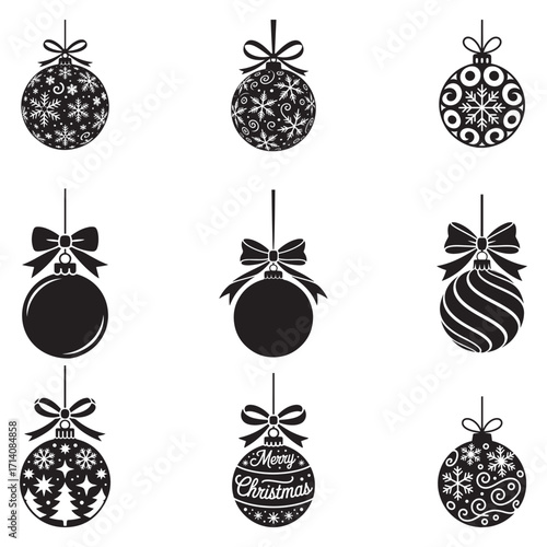 Decorated Ornament Silhouettes Dangling in Festive Arrangement
