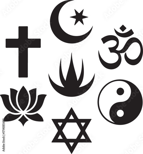 Diverse faith symbols unite in peace and harmony