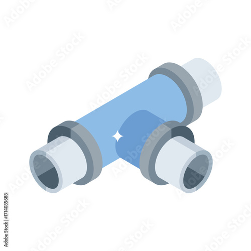 Handy 3d style icon of t-shaped pipe tee