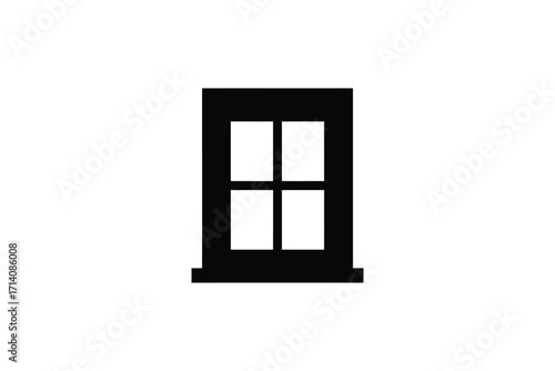 Simple black silhouette of a four pane window