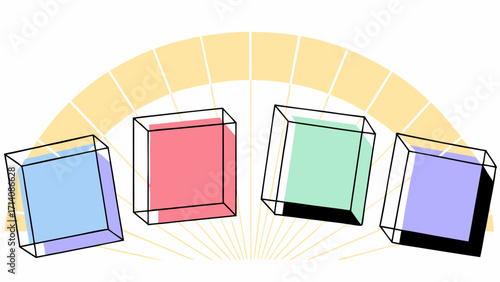 gradient banner prism figures holographic rainbow geometric plate shapes crystal black background abstract square iridescent tech glass light transparent cube texture digital 3d on 94384379 4