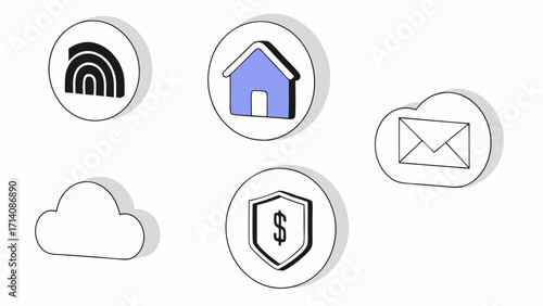 3d mobile app ui icon for texture website ai speech cloud render or morphism house banknote email hologram set security money chart envelope bubble with glass gradient shield 19288217 1