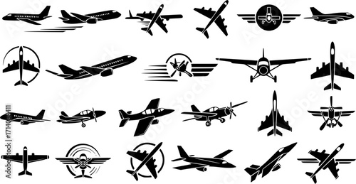  Aircraft icon vector set. airplane illustration sign collection. plane symbol or logo set
