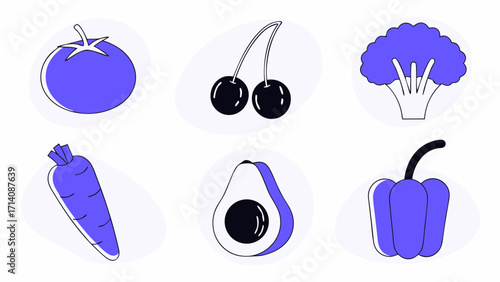 bell and fruits isolated 3d broccoli icon set organic healthy food chili on branch tomato cherry green carrot fresh render peas 3d color vegetables pepper and illustration avocado cabbage r 99261152 1