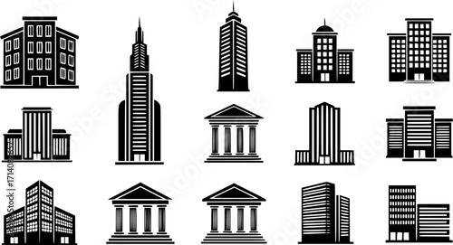 Building icon vector set. apartment illustration sign collection. skyscraper symbol. architecture logo