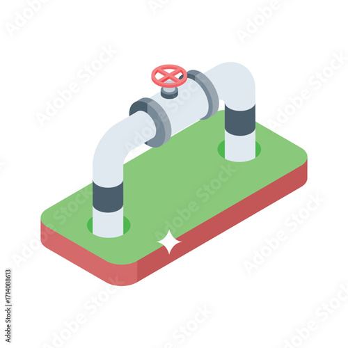 Sleek 3d style icon of straight metal pipeline
