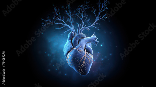 Detailed digital illustration of a heart with tree branches, capturing the essence of nature and life in a unique and creative way