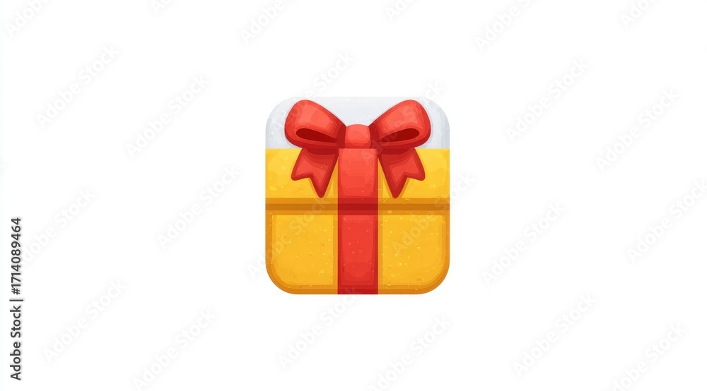 Obraz premium Bright yellow gift box with red ribbon (1)