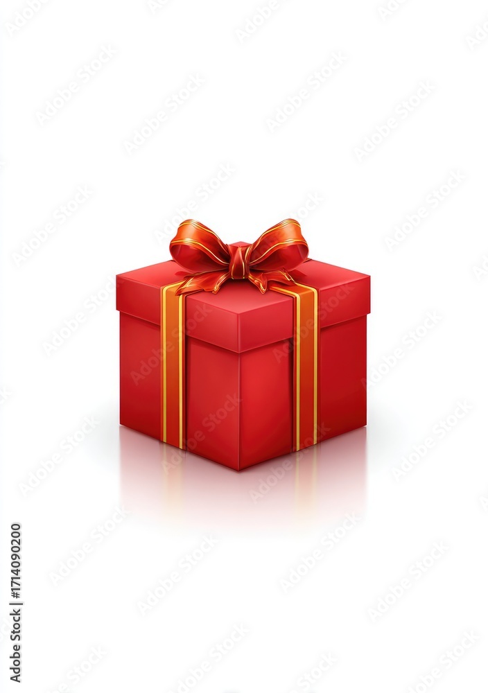 Obraz premium Red gift box with ribbon bow