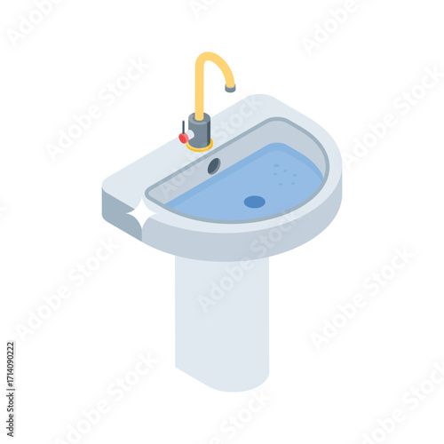 Handy 3d style icon of ceramic bathroom sink