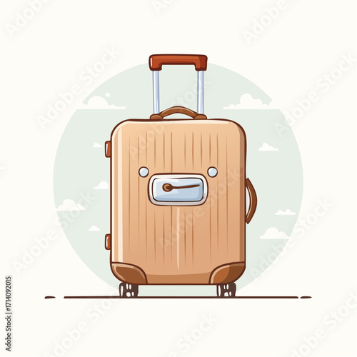 Light Brown Wooden Suitcase Pixel Art Illustration