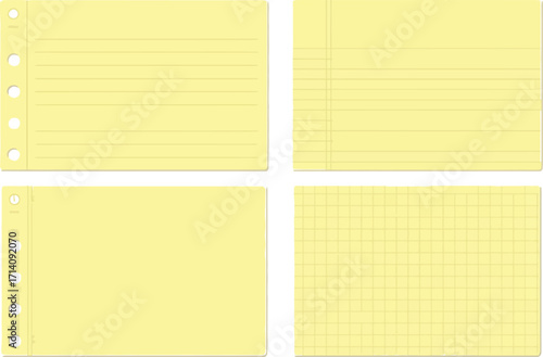Four yellow index cards with different line patterns shown