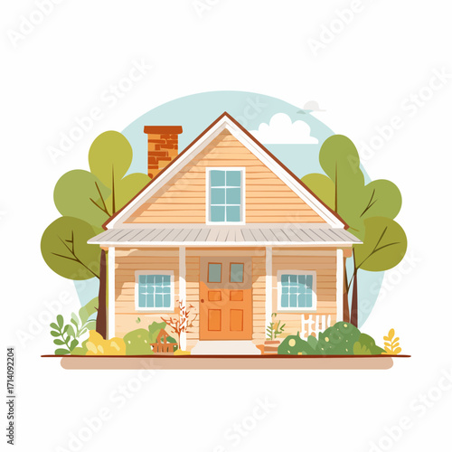 Charming Yellow House with Green Landscaping