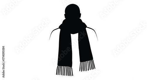 Black silhouette of a person wearing a scarf and hooded clothing