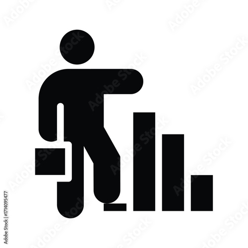 business man and chart solid icon vector design good for web or mobile app