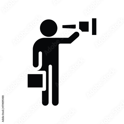 business man hold telescope solid icon vector design good for web or mobile app