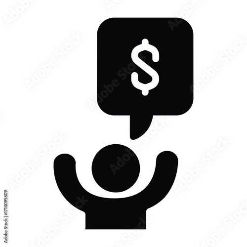 happy business man think about money solid icon vector design good for web or mobile app