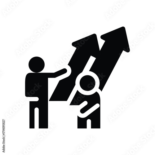 two business man hold arrow solid icon vector design good for web or mobile app