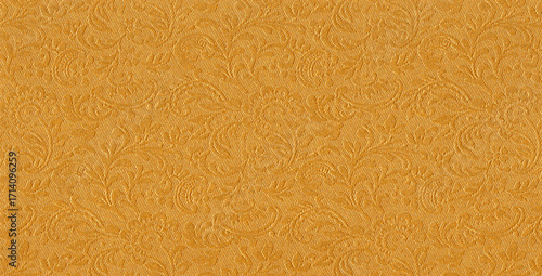 Embossed Floral Pattern Gold Paper Texture Background