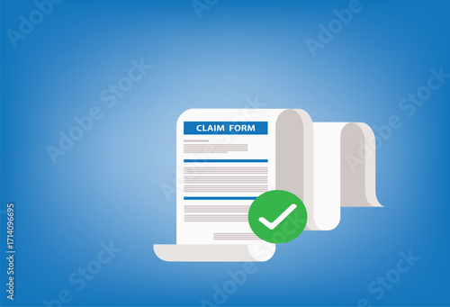 Clipboard claim form. Approved.Online claim form. Vector illustration
