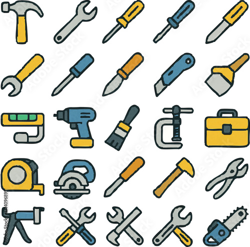 Assortment of Tools for Construction and Repair.