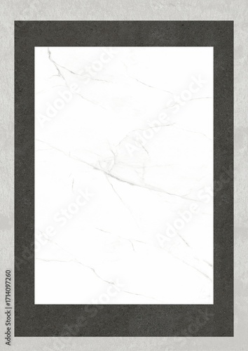 White marble surface with gray frame