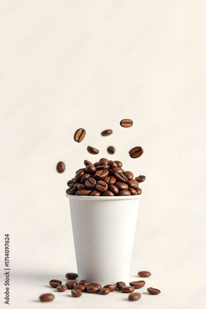 Obraz premium Coffee Bean Cup with Overflowing Roast