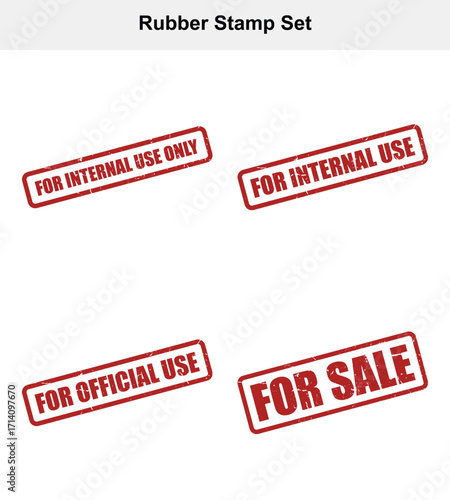 Red Distressed Rubber Stamps with Text on White Background Rubber Stamp Set
