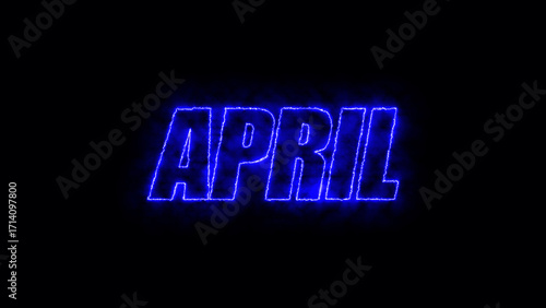 April text in black background.