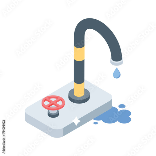Premium 3d style icon of dripping tap leakage