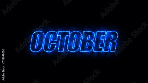October text in black background.