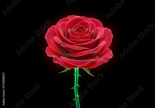 Wallpaper Mural Glowing Red Rose, A single, perfect red rose illuminated from within, casting a deep crimson light on velvet petals., Crimson Rose Luminescence Torontodigital.ca