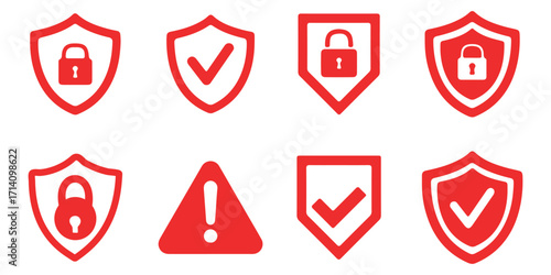 Caution and attention icon set. danger and warning icon symbol collection , red exclamation mark icon sign in flat style. vector illustration