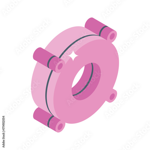 Trendy 3d style icon of cracked pipe leakage
