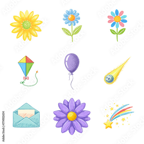 Cute Kid's Doodle Elements