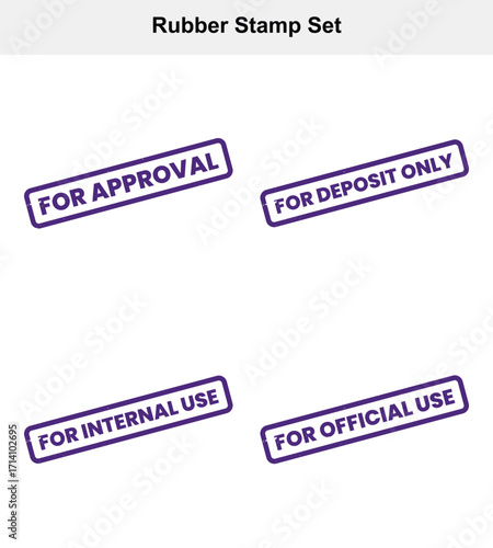 Rubber Stamp Set Featuring Approval, Deposit Only, Internal & Official Use