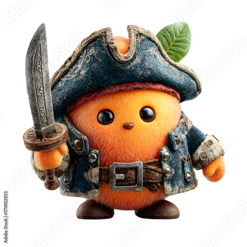 Pirate orange character isolated on transparent background