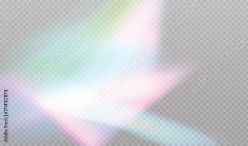 Vector illustration of iridescent holographic gradient background with soft rainbow prism effects on transparent overlay for design template