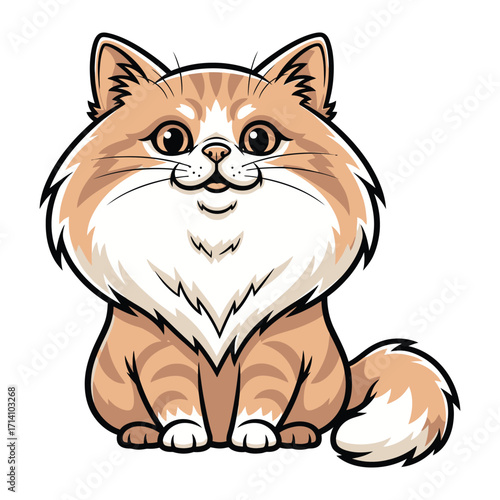 Cute cat illustration: The adorable illustration showcases a cuddly, friendly cat, its expressive eyes and contented smile radiating warmth and happiness, ready to bring joy to any setting.
