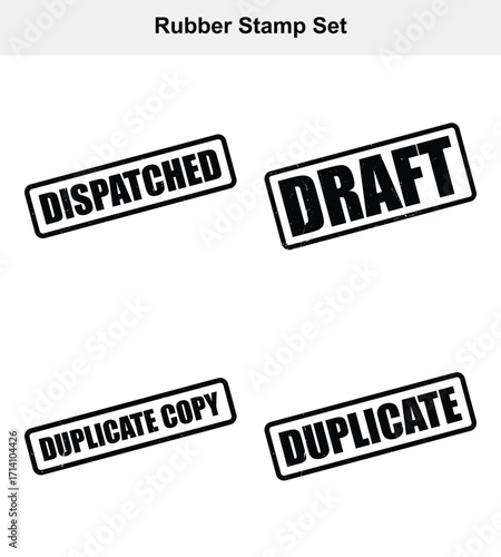 Rubber Stamp Set Isolated on White Background with Dispatch, Draft, Copy, and Duplicate