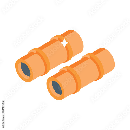 Modern 3d style icon of white pvc pipes