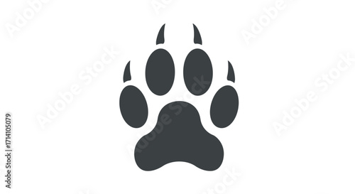 A gray paw print showing four toes and a pad