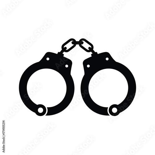 Black silhouette of handcuffs on a white background